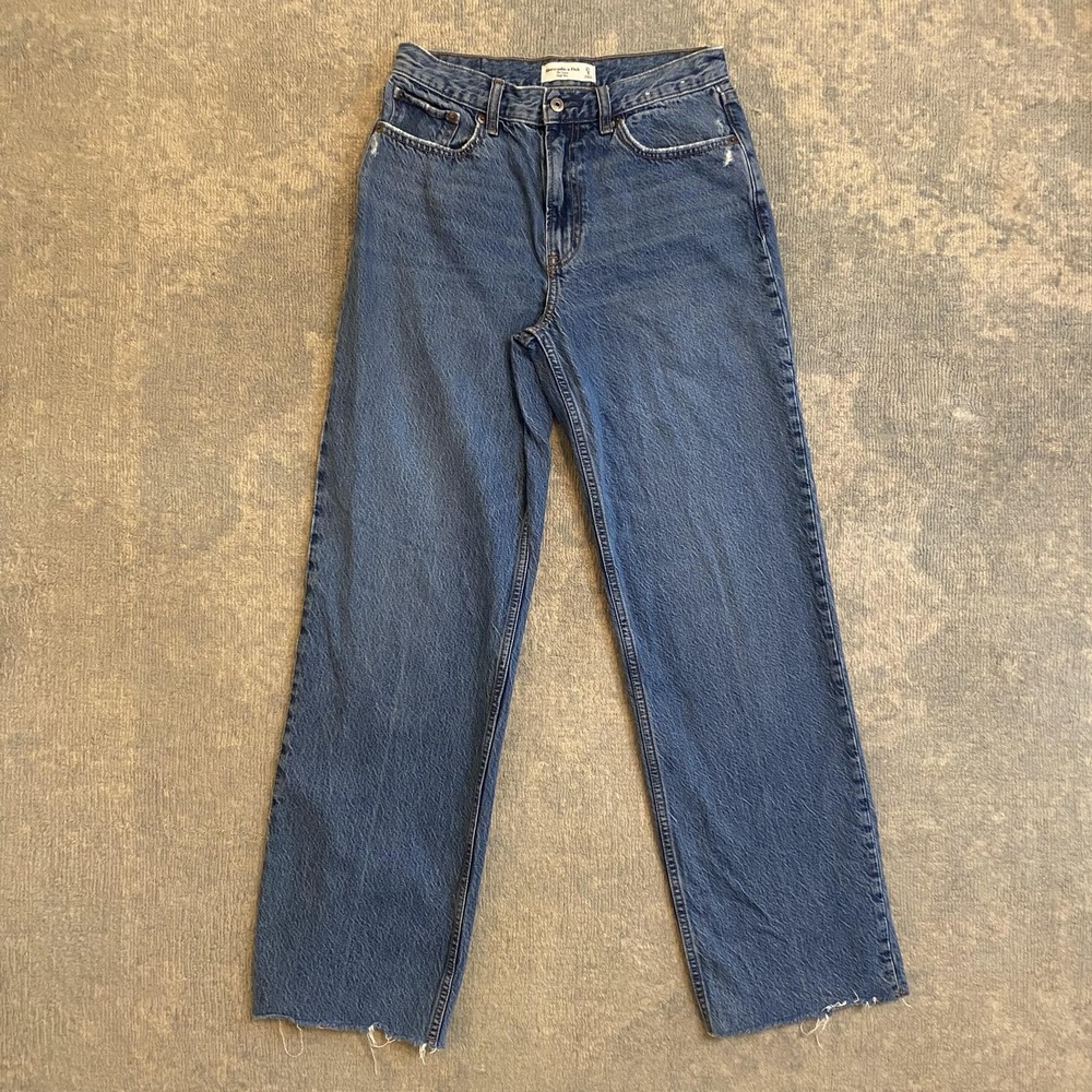 Abercrombie & Fitch The Loose High Rise Jeans Womens 4 27 Medium Wash Blue Denim